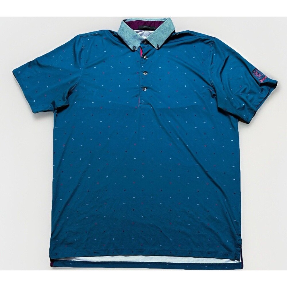 Greyson Golf Polo Shirt Spirit of Lanai Print Size Large Sea Turtle Green Mens